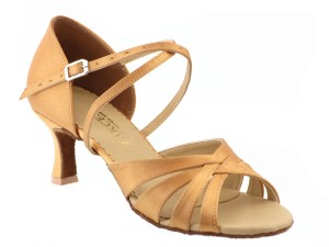 Dámské taneční boty X-4 SATÉN ANG. TĚLOVÁ TMAVÁ