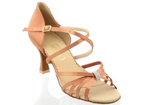 Dámské taneční boty XCR-101 SATÉN ANG.TĚLOVÁ TMAVÁ