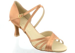 Dámské taneční boty PAS4 ANGLICKÝ SATÉN  TĚLOVÁ TMAVÁ+KOREKCE SUPINACE