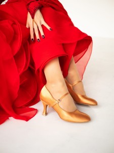 Dámské taneční boty STD-02L ANGLICKÝ SATÉN TĚLOVÁ TMAVÁ